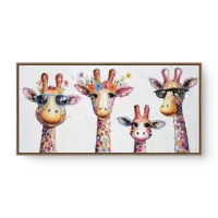 Quadro Decorativo Família Descolada – Quadro Girafas Moderno