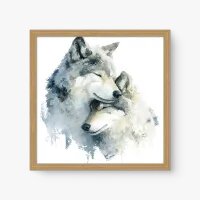 Quadro Decorativo Carinho Entre Lobos – Arte Animal Moderna