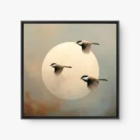 Quadro Decorativo O Sol e os Pássaros – Arte em Aquarela Vibrante