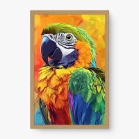 Quadro Decorativo Arara do Sol – Arte Tropical em Aquarela Vibrante