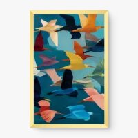 Quadro Decorativo Horizonte de Pássaros – Arte em Aquarela Leve e Inspiradora