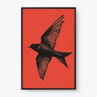 Quadro Decorativo Coração Carmim – Arte em Aquarela Vibrante e Emocional