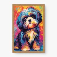 Quadro Decorativo Maltês Colorido – Quadro Cachorro Moderno