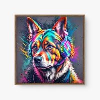 Quadro Decorativo Dog Headphone - Quadros de animais