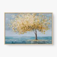 Quadro Decorativo Árvore Amarela e Branca – Arte Floral Moderna