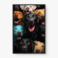 Quadro Decorativo Matilha de Labradores – Quadro de Cães Colorido