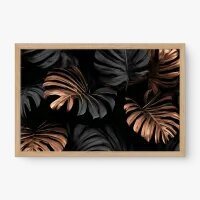 Quadro Decorativo Folhas Negras e Cobre – Arte Tropical Luxuosa