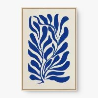 Quadro Decorativo Planta Minimalista Azul – Arte Moderna e Elegante