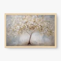 Quadro Decorativo Árvore Branca e Bege – Arte Neutra e Sofisticada
