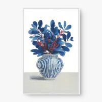 Quadro Decorativo Vaso de Planta Azul – Arte Minimalista e Contemporânea