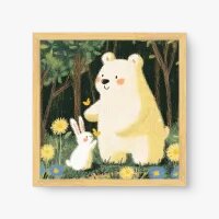 Quadro Decorativo Infantil Ursinho e Coelhinho – Doçura e Amizade