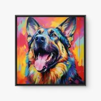Quadro Decorativo Colorful Pastor Alemão – Quadro Cachorro Colorido