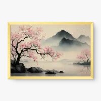 Quadro Decorativo Oriental Cerejeiras do Lago – Arte Zen