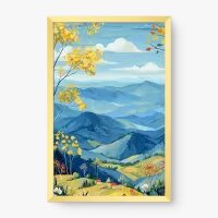Quadro Decorativo Vista de Cima – Paisagem Azul e Dourada