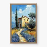 Quadro Decorativo Casinha no Campo – Arte Campestre e Aconchegante