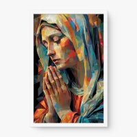 Quadro Decorativo Maria Orando por Nós – Fé e Inspiração Moderna