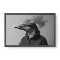 Quadro Decorativo Surrealista Golfinho Fumante – Arte Surreal Moderna