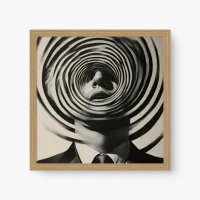 Quadro Decorativo Surrealista Espiral Facial – Arte Monocromática Moderna