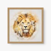 Quadro Decorativo Aquarela Leão – Quadro Leão Aquarela Moderno