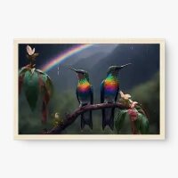 Quadro Decorativo Arco-Íris Beija-Flor – Arte Colorida e Leve