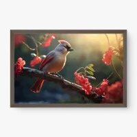 Quadro Decorativo Cardinal Fêmea – Arte Natural em Aquarela