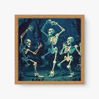 Quadro Decorativo Dança das Caveiras – Arte Sombria e Vibrante