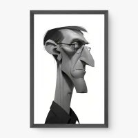 Quadro Decorativo Sr Cartoon – Caricatura Moderna em Preto e Branco