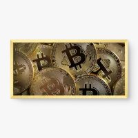 Quadro Decorativo Moedas Bitcoin – Arte Criptográfica Moderna