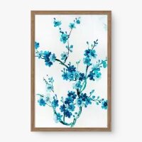Quadro Decorativo Flores Azul Aquarela - Quadros de flores