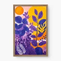 Quadro Decorativo Folhagens Roxas – Arte Botânica Moderna