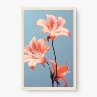 Quadro Decorativo Lírios Salmão – Quadro Floral Moderno