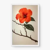 Quadro Decorativo Hibisco Laranja - Quadros de flores Quadro Decorativo Hibisco Laranja - Quadros de flores