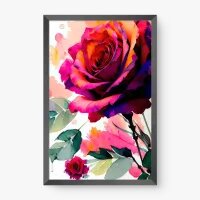 Quadro Decorativo Rosa Aquarela - Quadros de flores