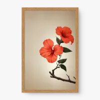 Quadro Decorativo Hibiscos Laranja – Arte Floral Minimalista