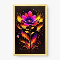 Quadro Decorativo Flor de Lótus Neon – Arte Floral Vibrante