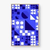 Quadro Decorativo Geométrico Azul e Branco - Quadros com geometria Quadro Decorativo Geométrico Azul e Branco - Quadros com geometria