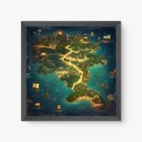 Quadro Decorativo Mapa Medieval - Quadro de mapas