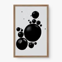 Quadro Decorativo Bolhas Pretas – Arte Minimalista Moderna