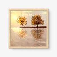 Quadro Decorativo Outono Dourado – Arte Minimalista Elegante