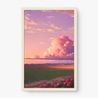 Quadro Decorativo Campo Rosado - Quadros de paisagens
