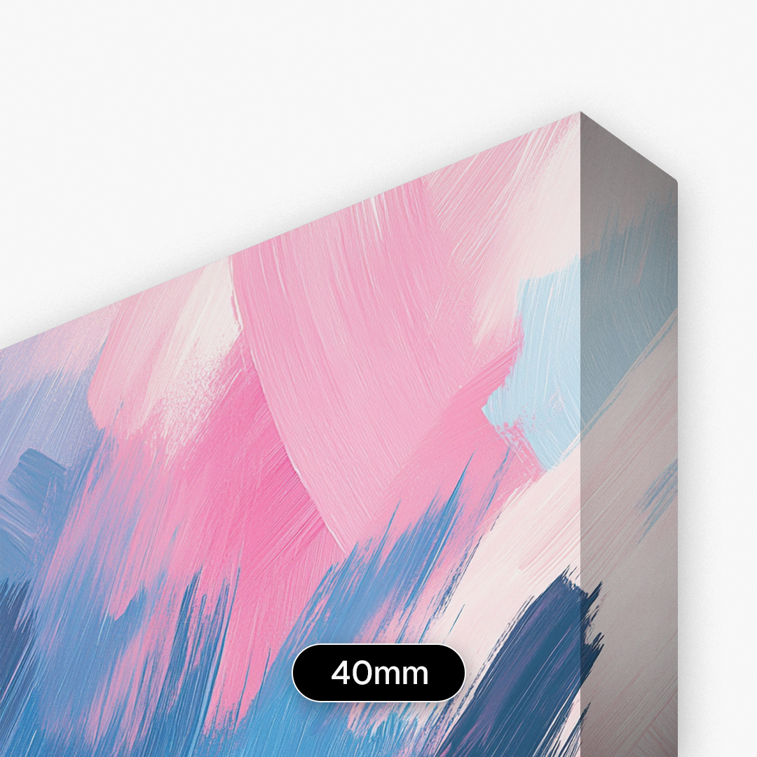 Quadro decorativo em estilo borda infinita com profundidade de 40 mm, proporcionando maior volume e presença visual na parede