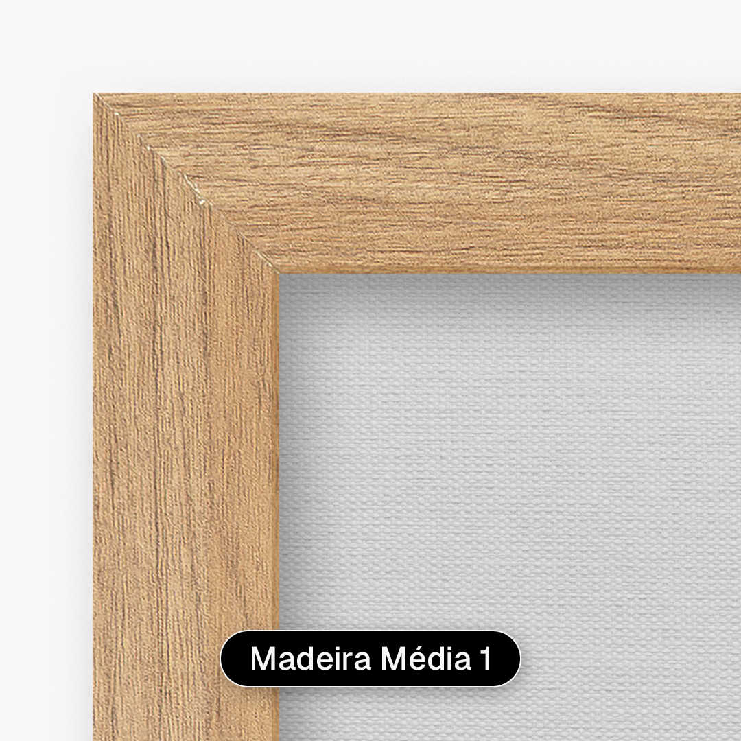 Quadro decorativo com moldura caixa texturizada Madeira Média 1, oferecendo acabamento sofisticado com textura visível da madeira