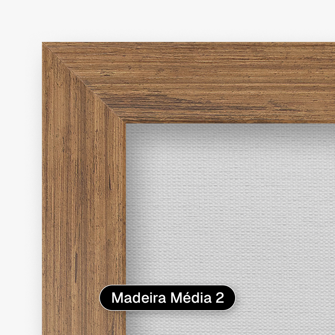 Quadro decorativo com moldura caixa texturizada Madeira Média 2, oferecendo acabamento sofisticado com textura visível da madeira