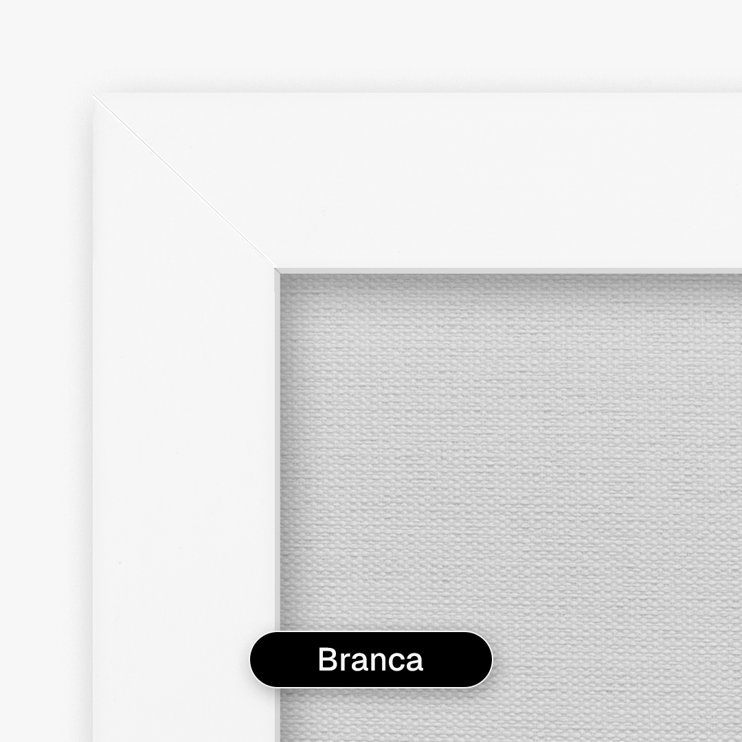 Quadro decorativo com moldura estilo caixa branca, oferecendo profundidade e acabamento clean e contemporâneo