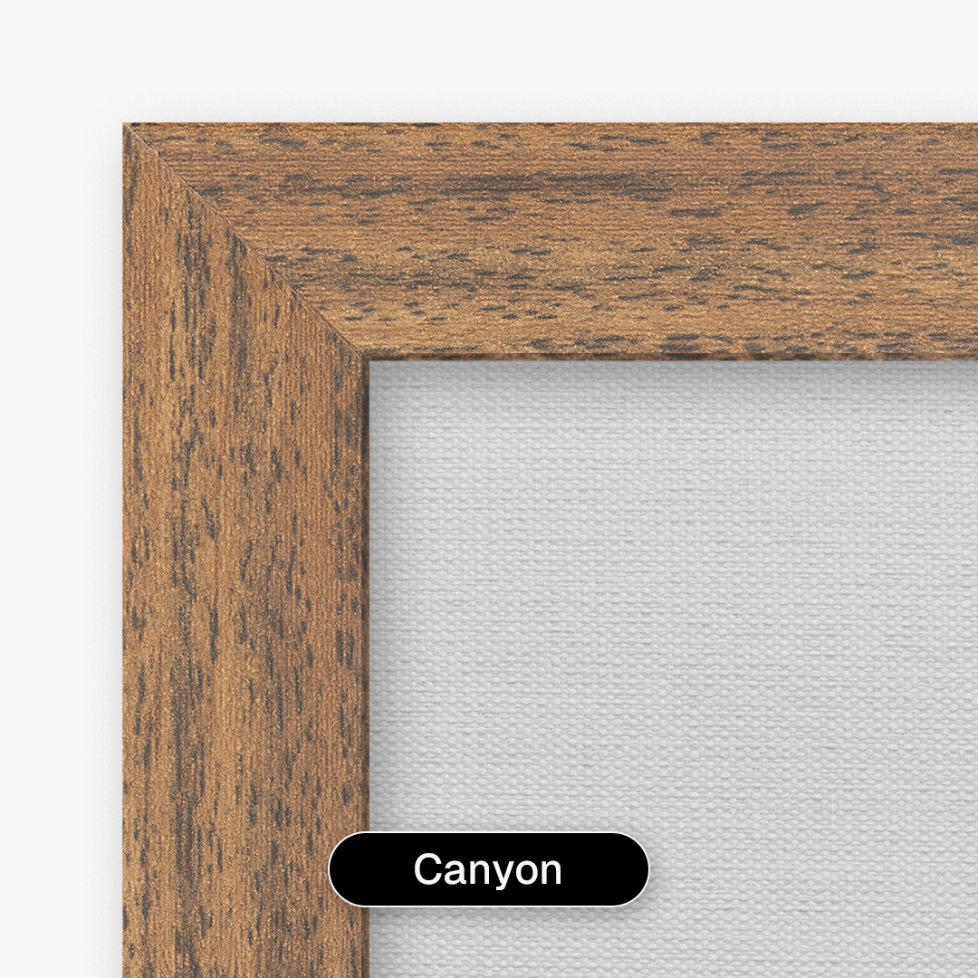 Quadro decorativo com moldura estilo caixa canyon, oferecendo profundidade e acabamento clean e contemporâneo
