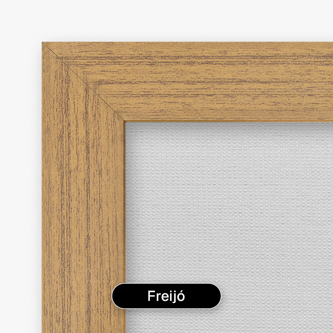 Quadro decorativo com moldura estilo caixa freijó, oferecendo profundidade e acabamento clean e contemporâneo